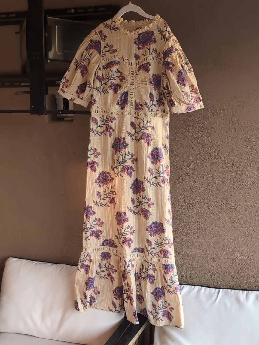 Sea New York Cream Maxi Dress with Purple Floral Print